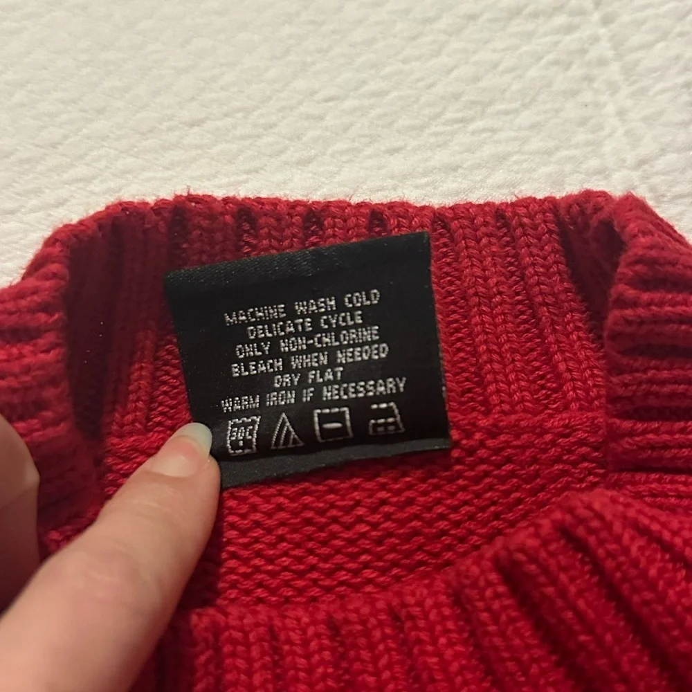 Vintage Polo Ralph Lauren American Flag Mock neck Sweater Knit - Red SMALL - Picture 6 of 7